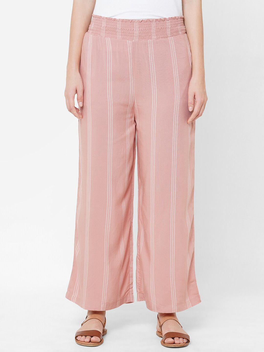 Mystere Paris Women Pink Striped Lounge Pants Price in India