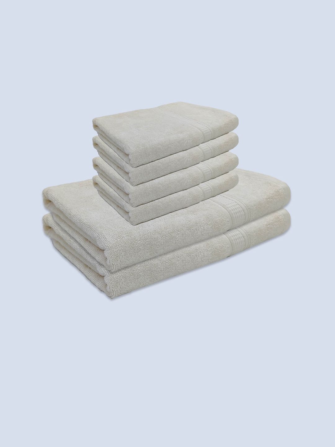 Livpure Smart Ivory White Pack of 6 Solid 500 GSM Bath & Hand Towel Price in India