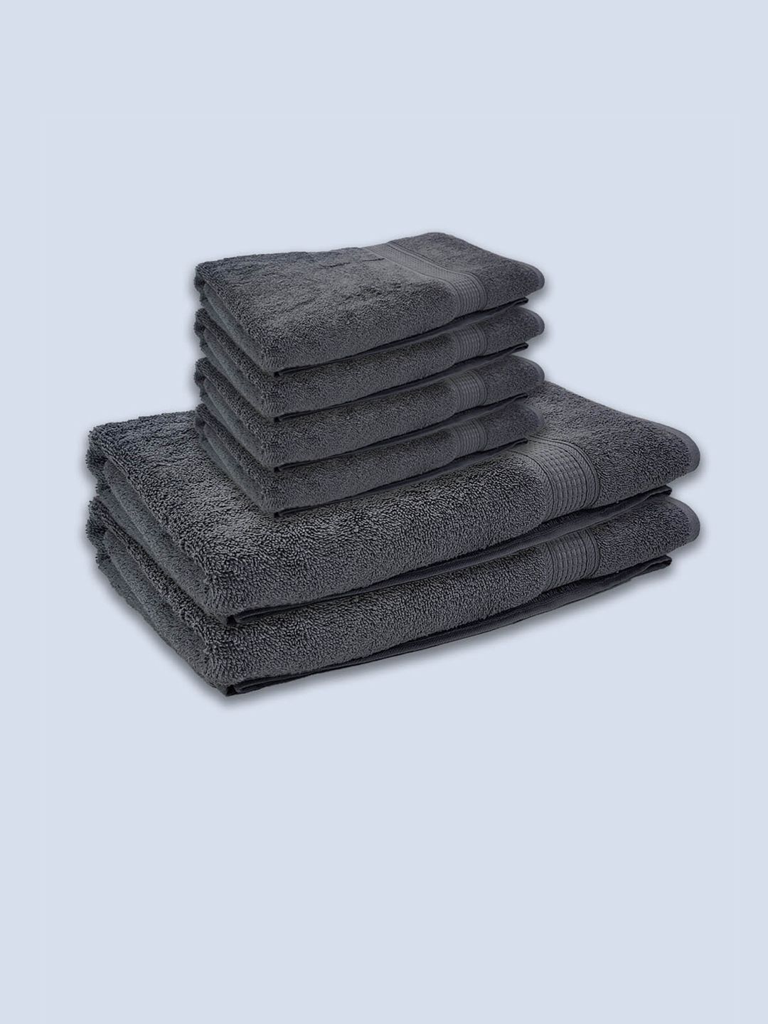 Livpure Smart Set Of 6 Grey Solid 500 GSM Cotton Towels Set Price in India