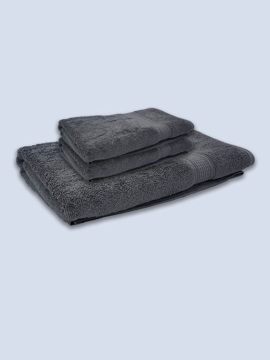 Livpure Smart Charcoal Grey Pack of 3 Solid 500 GSM Bath & Hand Towel Price in India