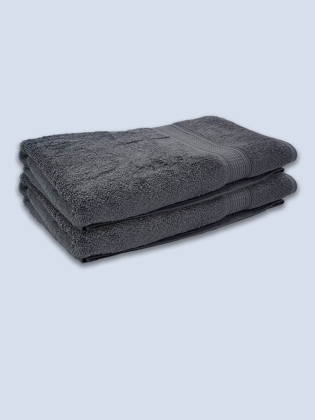 Livpure Smart Set of 2 Charcoal Grey Solid 500 GSM Bath Towels Price in India
