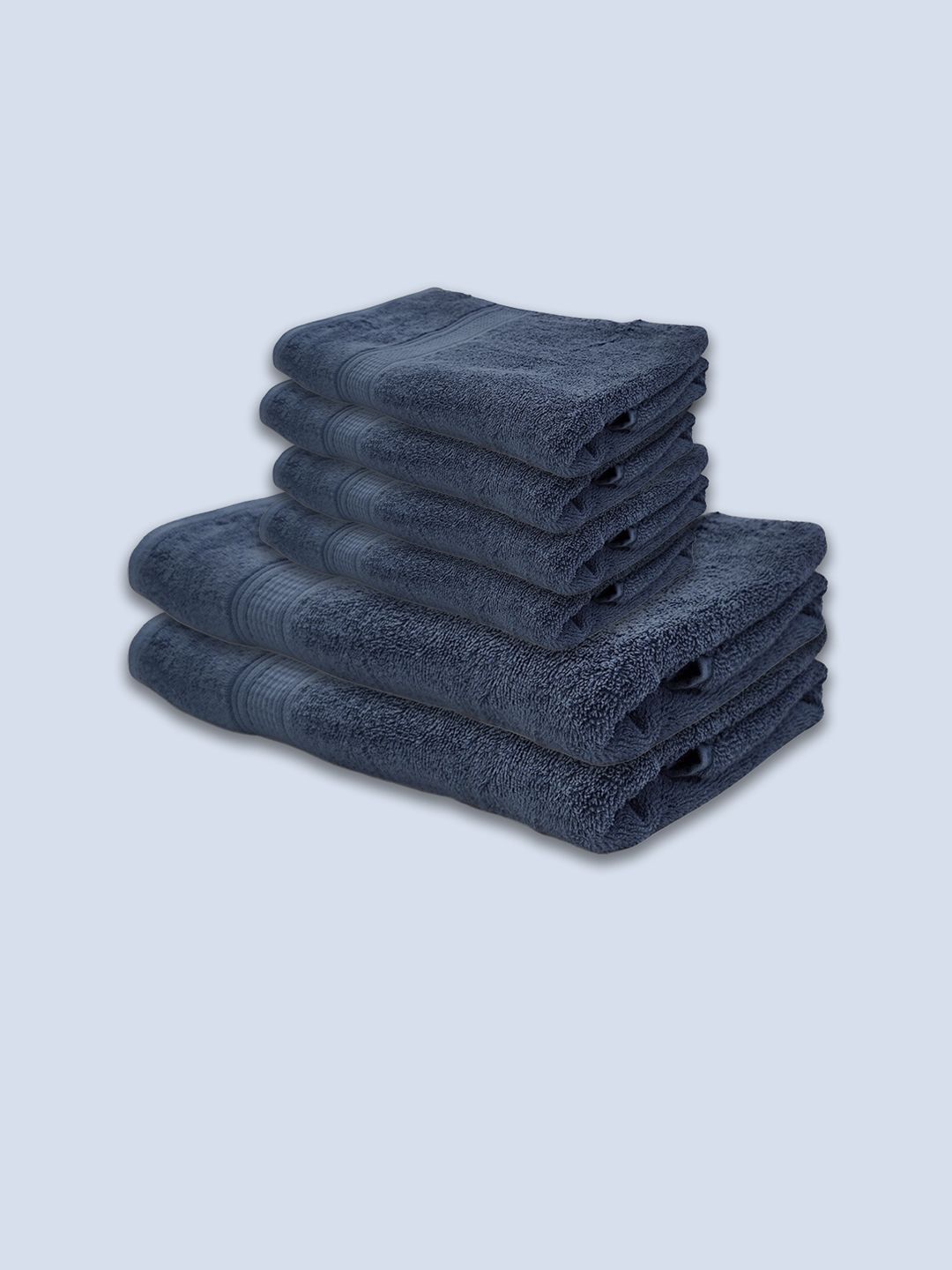 Livpure Smart Set Of 6 Blue Solid 500 GSM Cotton Towels Set Price in India
