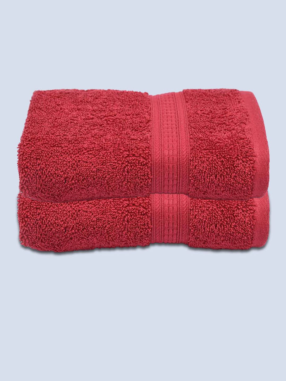 Livpure Smart Cherry Red Pack of 2 Solid 500 GSM Bath Towel Price in India