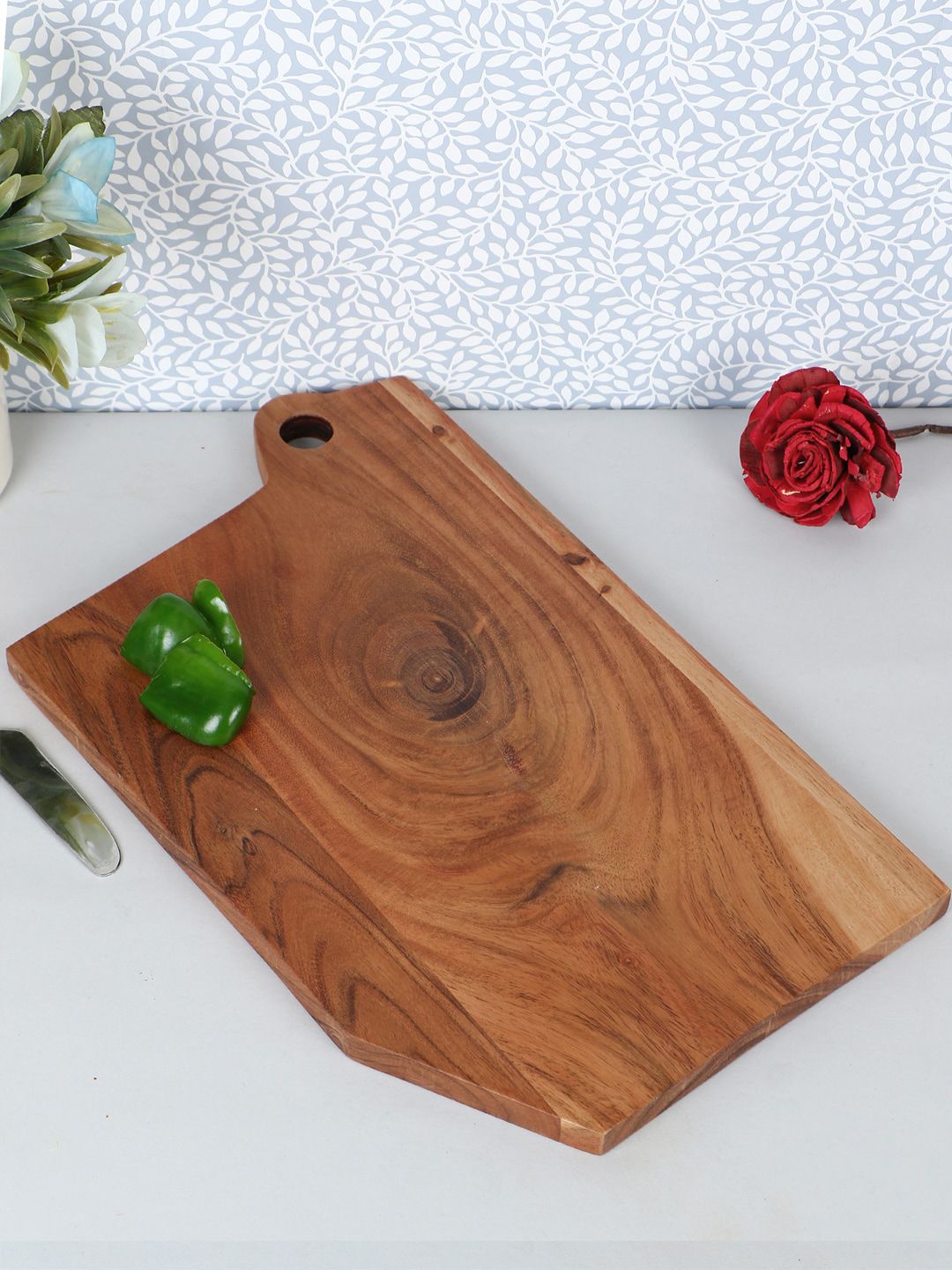 VarEesha Brown Solid Wooden Chopping Board Price in India