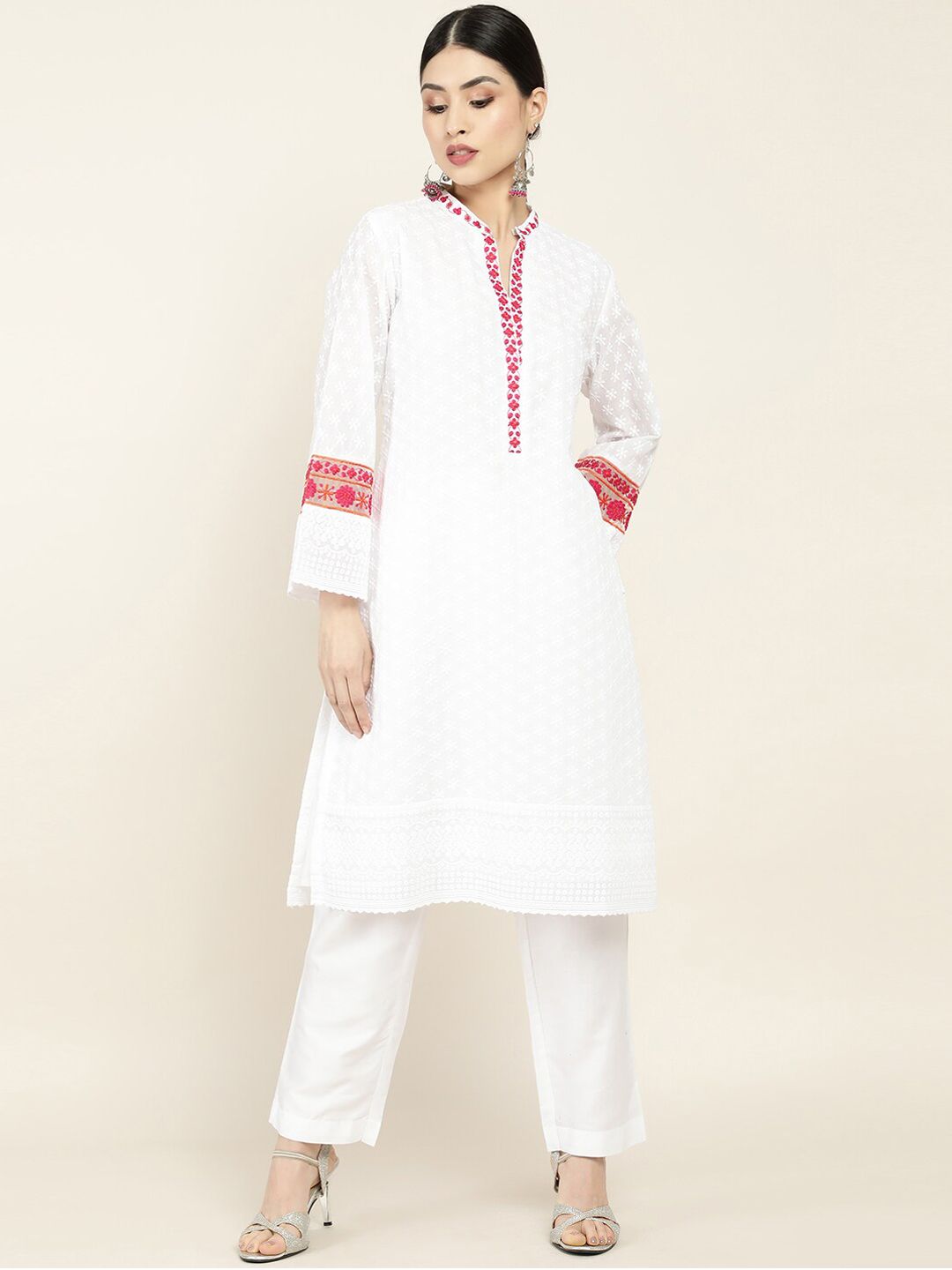 Soch Women White Kurta with Trousers Price in India