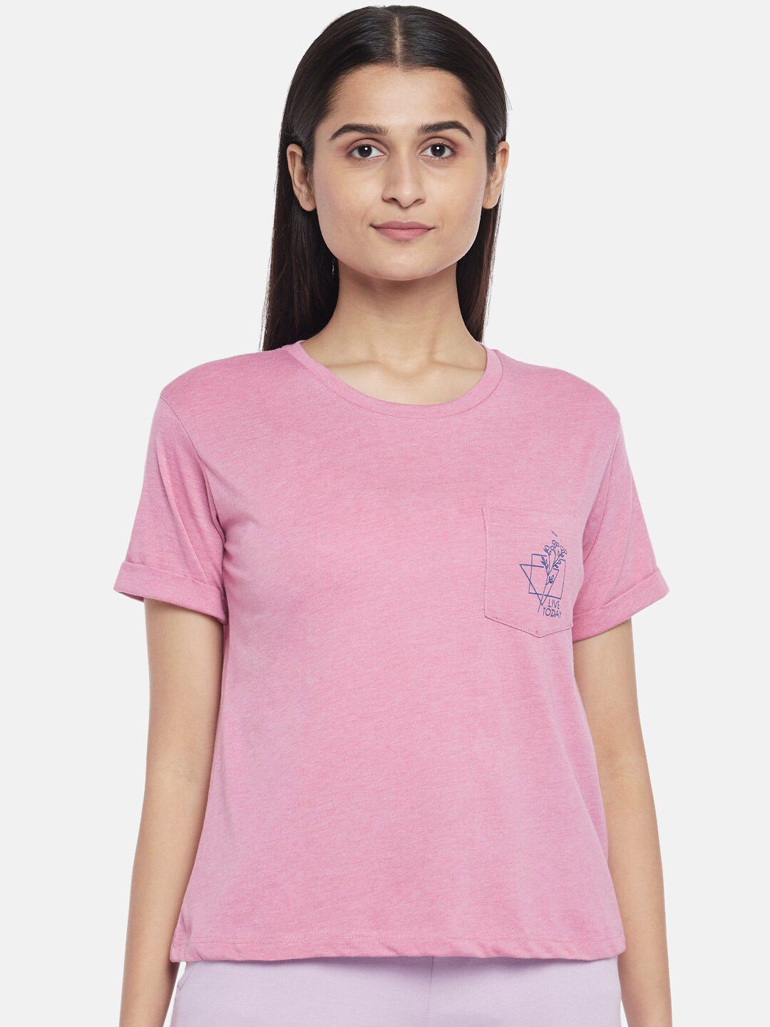 Dreamz by Pantaloons Women Pink Pocket Lounge T-shirt Price in India