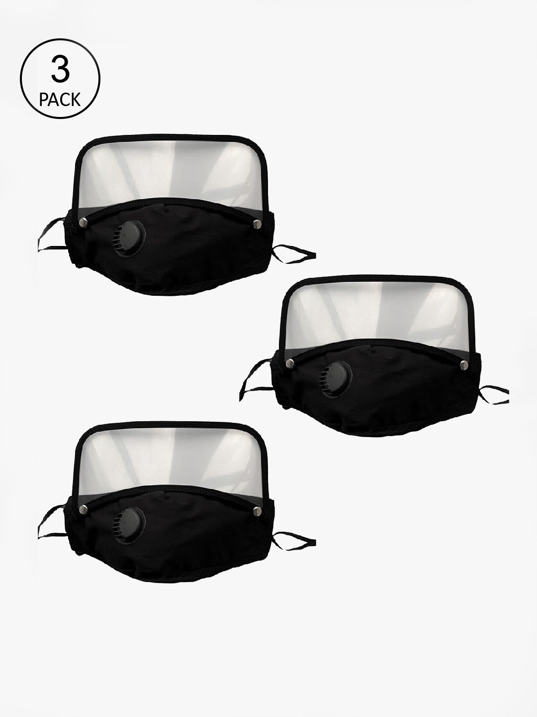 POKORY Unisex Pack of 3 Pollution Mask With Eye Shield & Elastic Strap Price in India