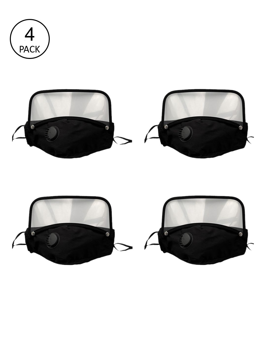 POKORY Unisex Pack of 4 Pollution Mask With Eye Shield & Elastic Strap Price in India