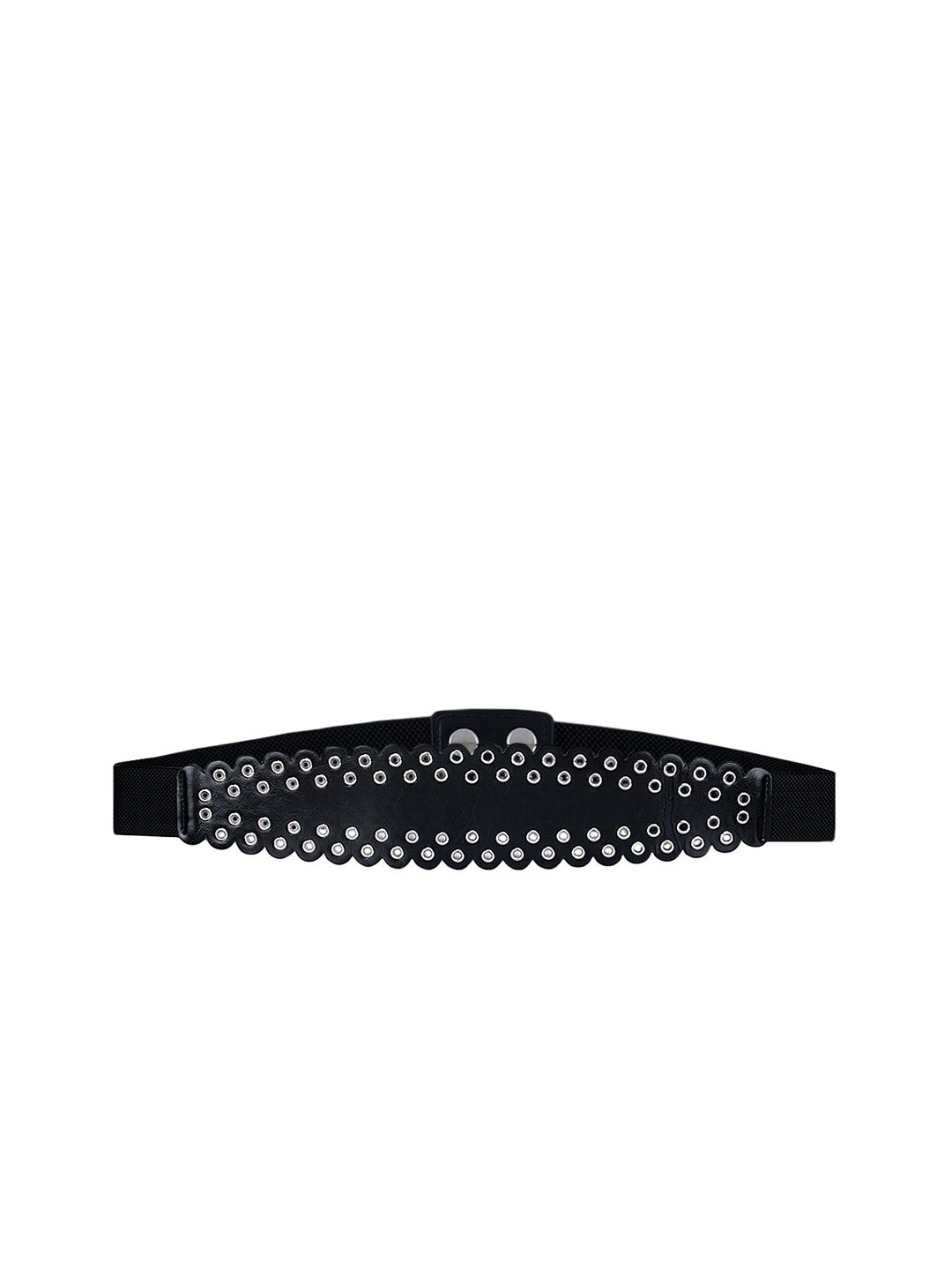 Kazo Women Black Broad Belt With Silver Rivet Details Price in India