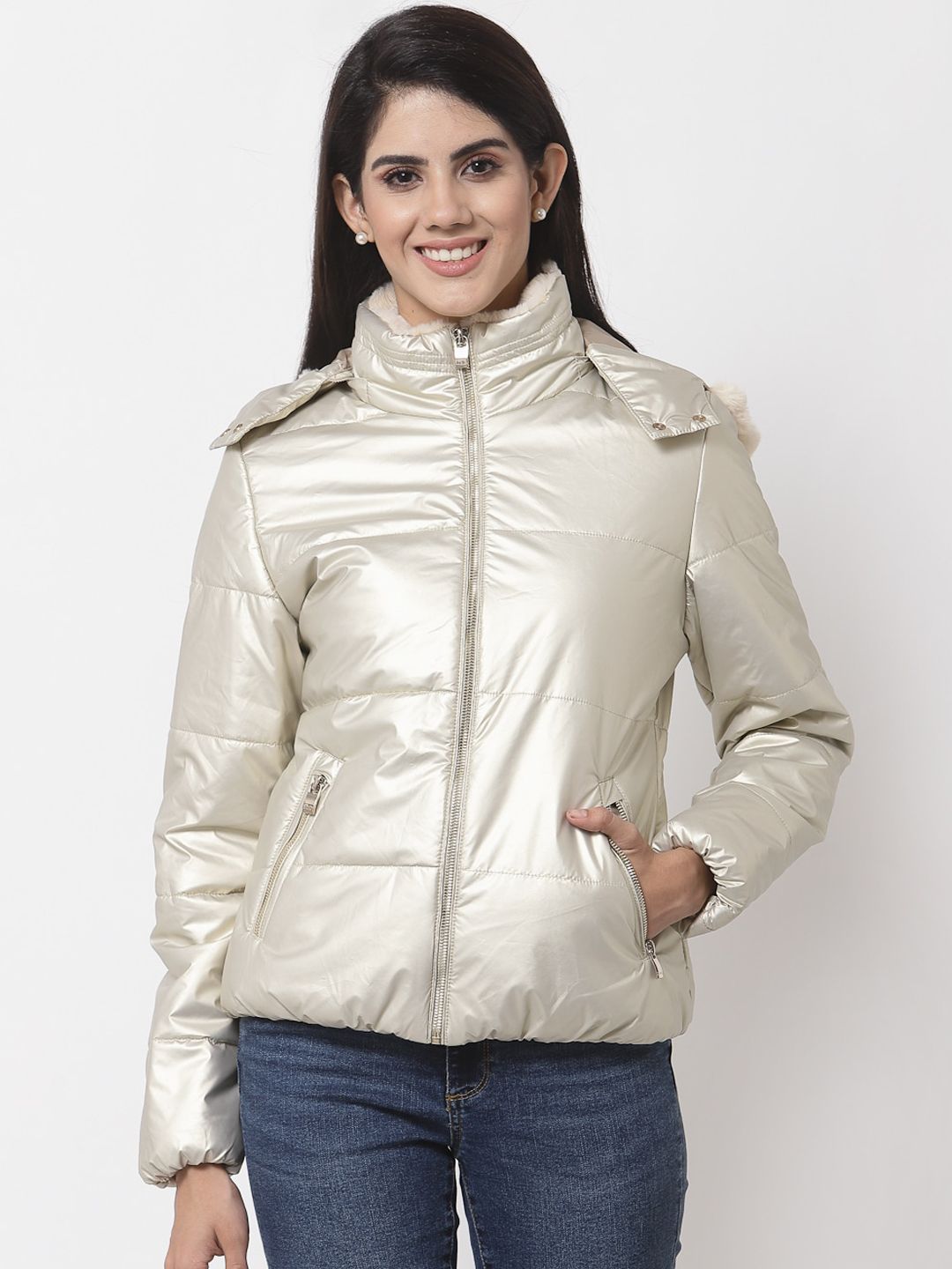 Juelle Women Gold-Toned Parka Jacket Price in India