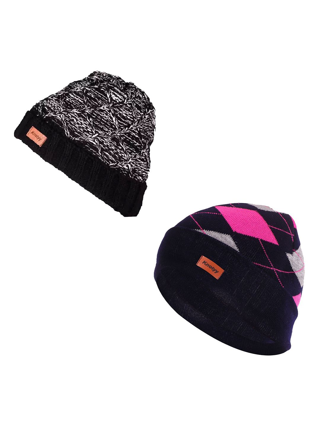 Knotyy Unisex Pack of 2 Multicoloured Beanie Price in India