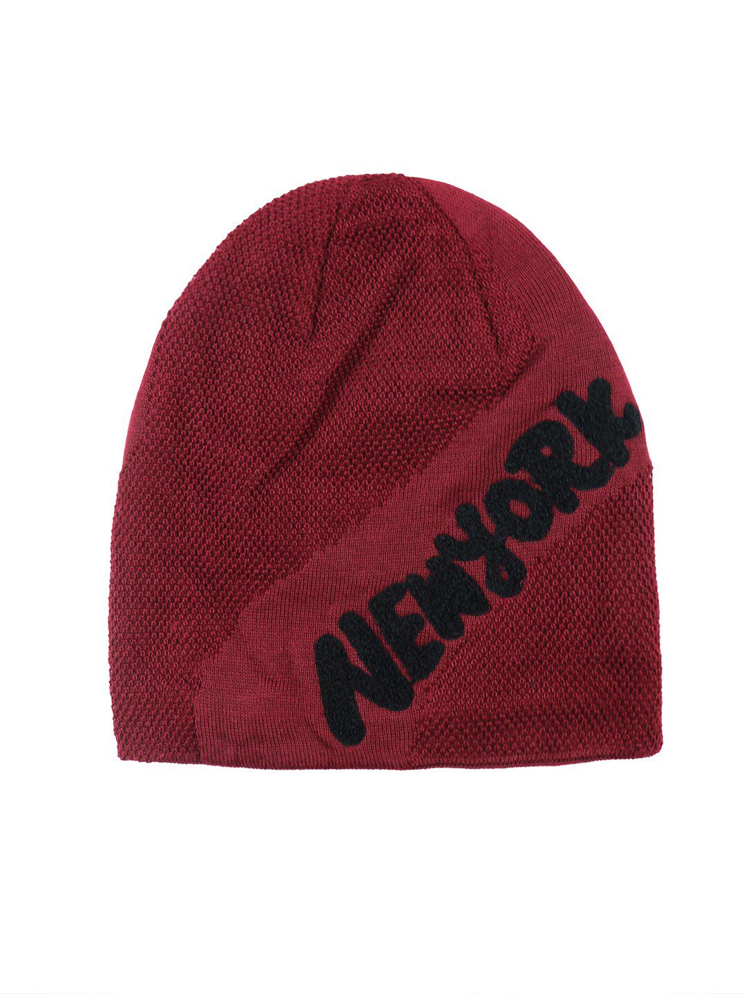iSWEVEN Unisex Red & Black Woolen Beanie Price in India