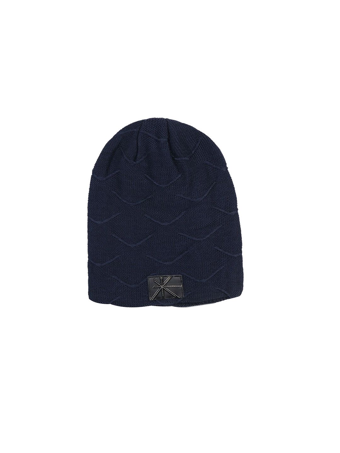 iSWEVEN Unisex Blue Solid Woolen Winter Beanie Cap Price in India