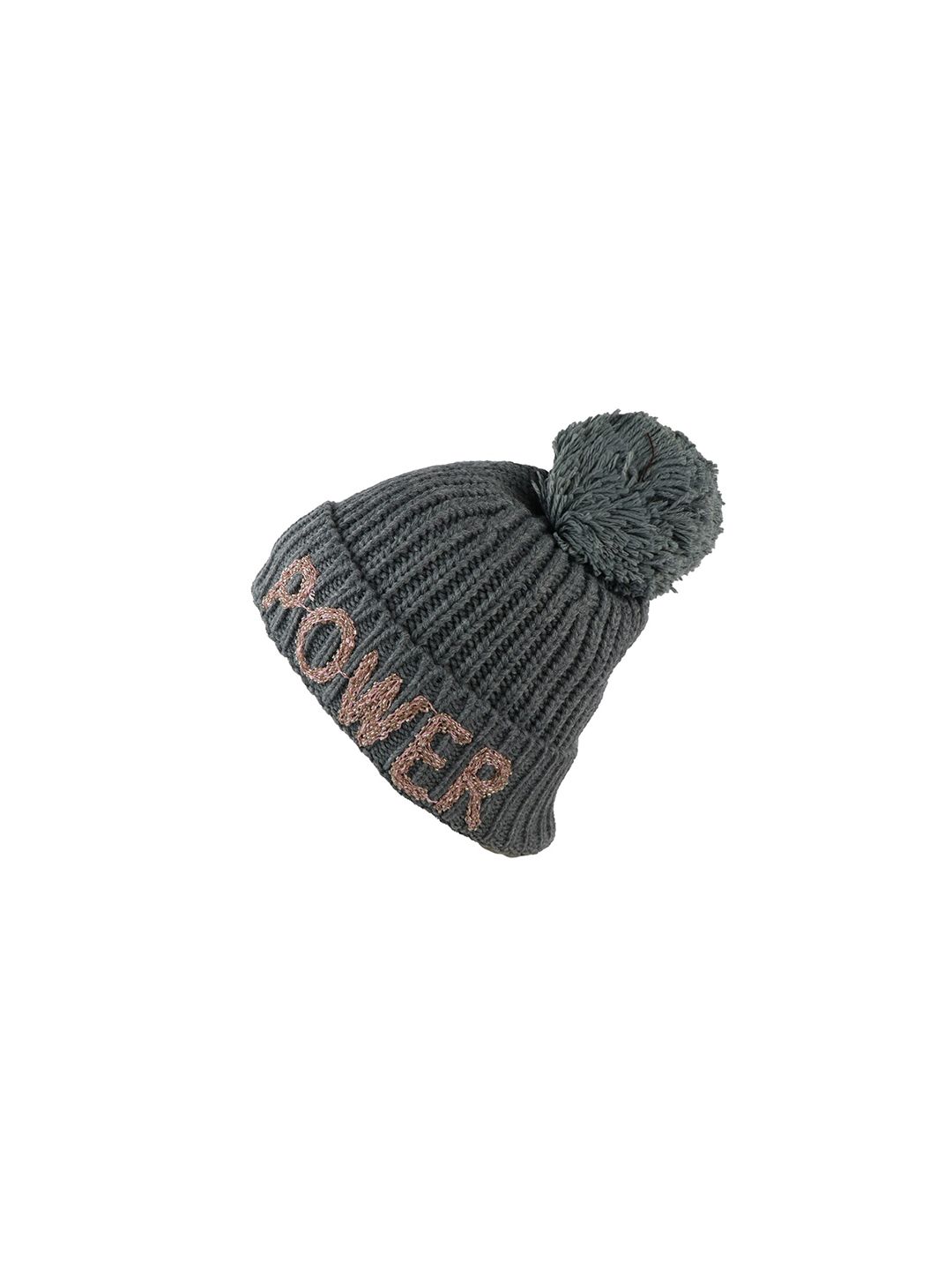 iSWEVEN Unisex Grey & Brown Woolen Beanie Price in India