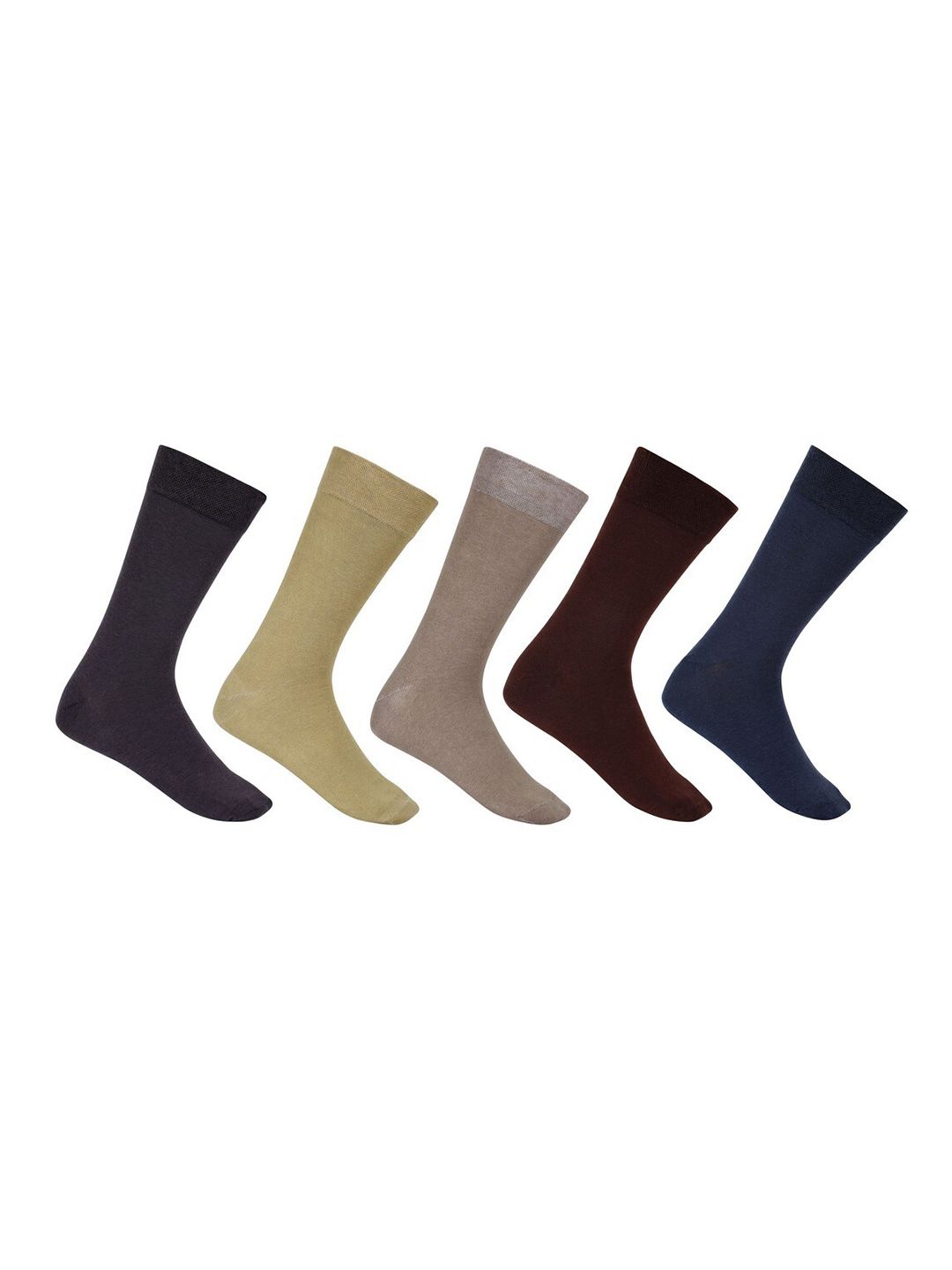 SIDEWOK Men Pack Of 5 Patterned Pure Combed Cotton Calf-Length Socks