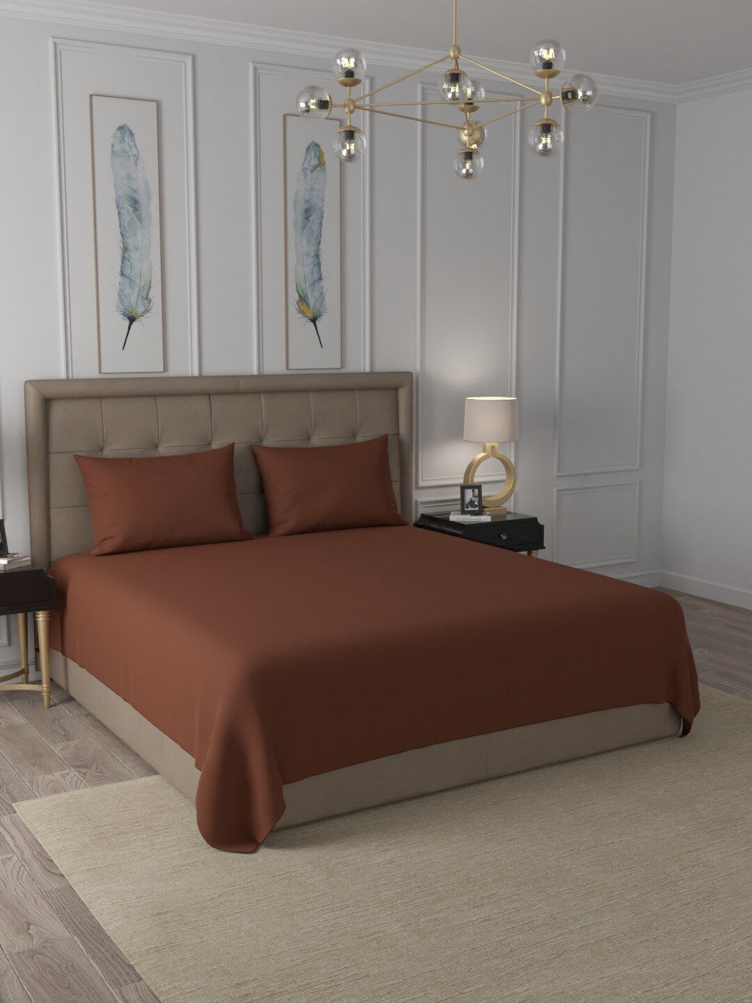 Livpure Smart Brown 300 TC King Bedsheet with 2 Pillow Covers Price in India