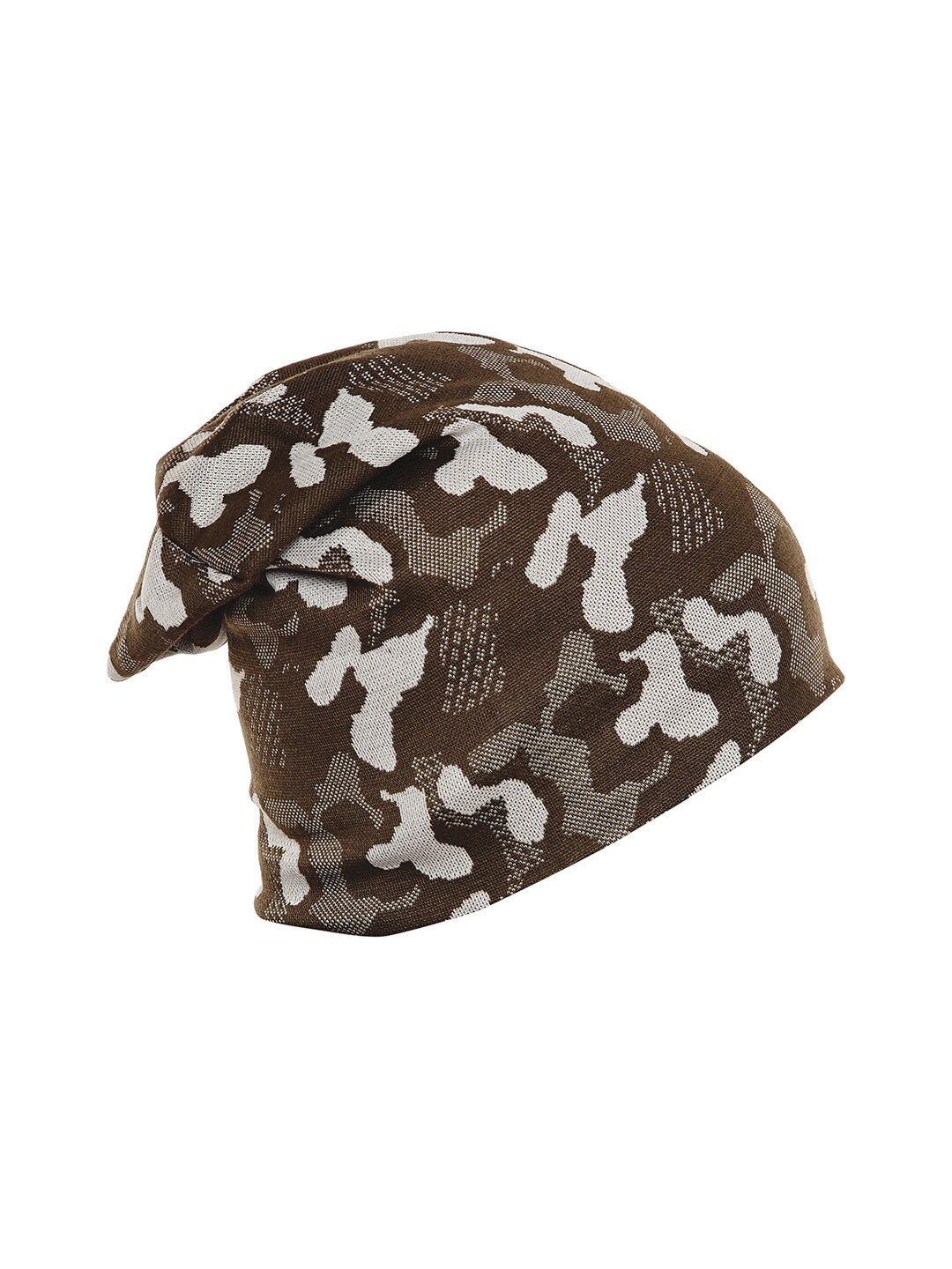 VIMAL JONNEY Unisex Olive Green & White Printed Beanie Price in India