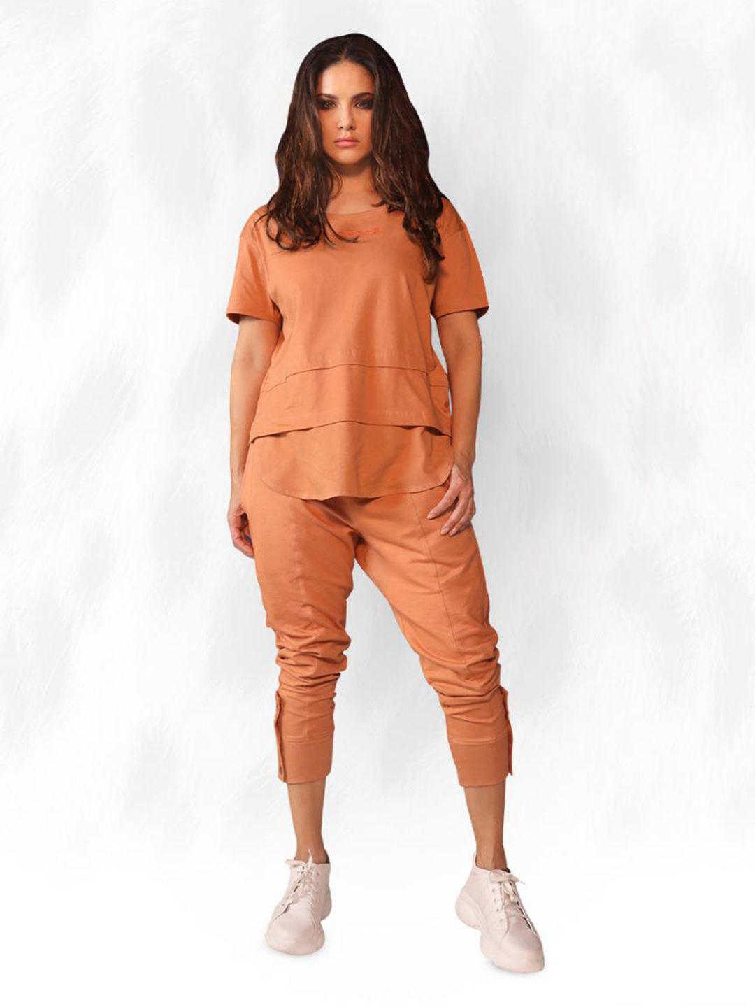 I Am Animal Women Orange Organic Cotton Regular Fit Ankle Joggers Price in India