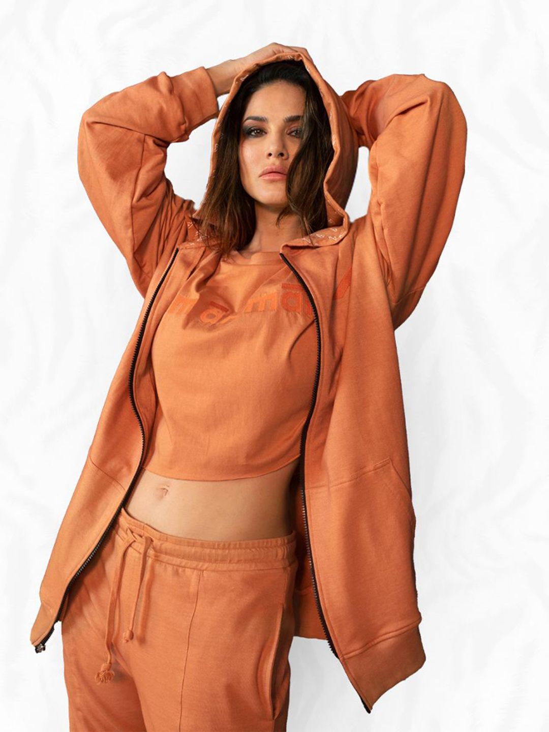 I Am Animal Women Orange Organic Cotton Hooded Neck Freedom Fit Fly Sweatshirt Hoodie Price in India