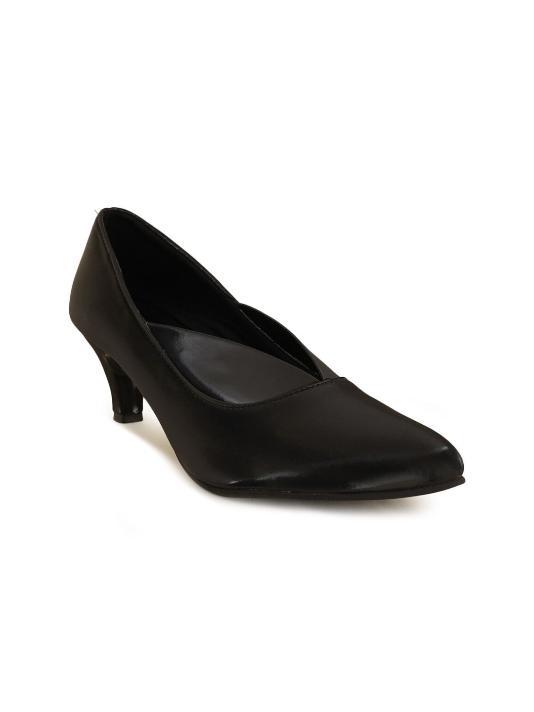 Walkfree Black Solid Kitten Pumps Price in India