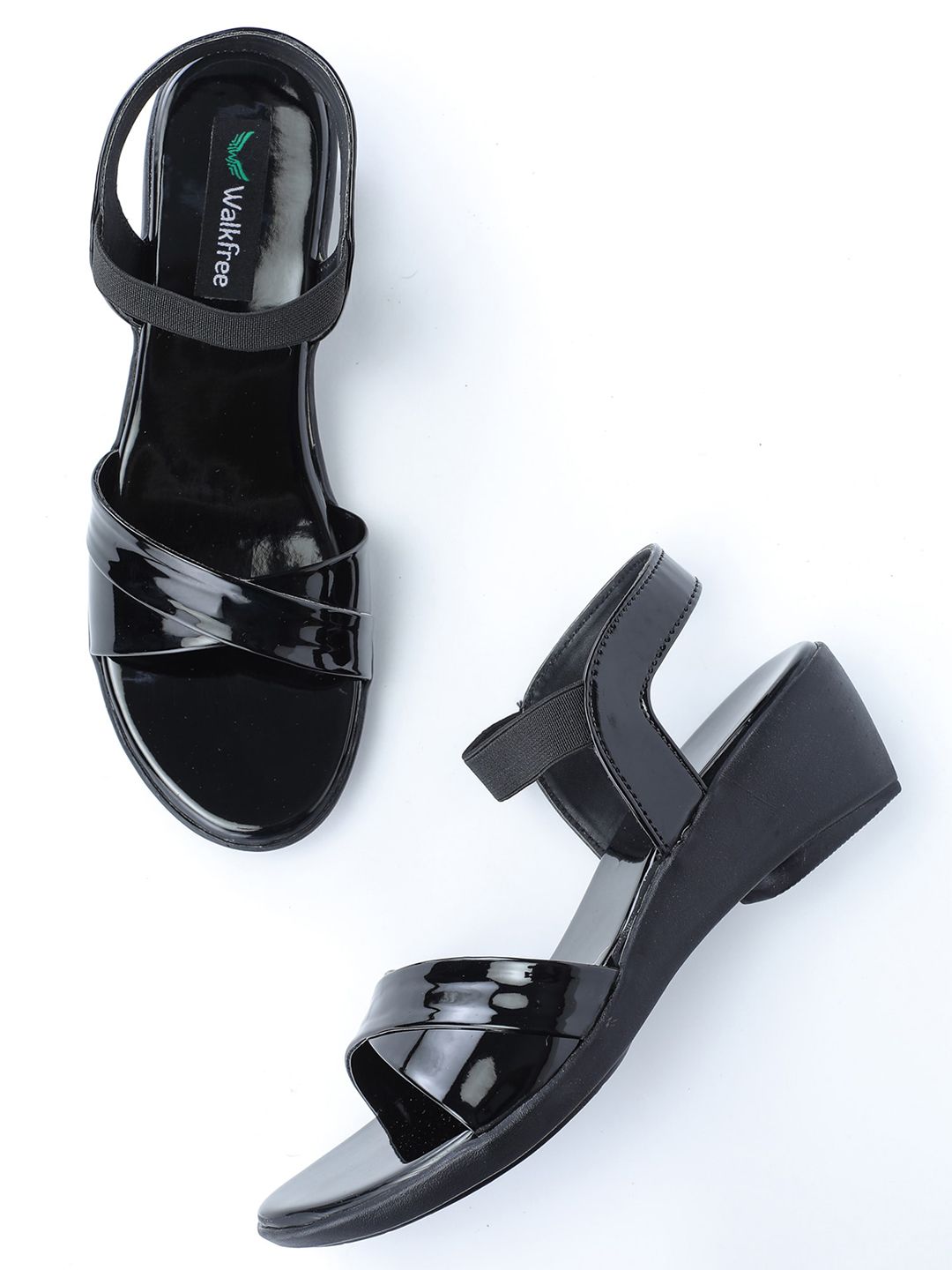 Walkfree Black Wedge Sandals Price in India