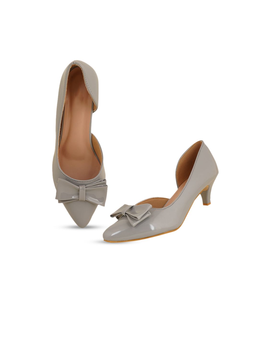 Walkfree Grey Kitten Pumps with Bows Price in India