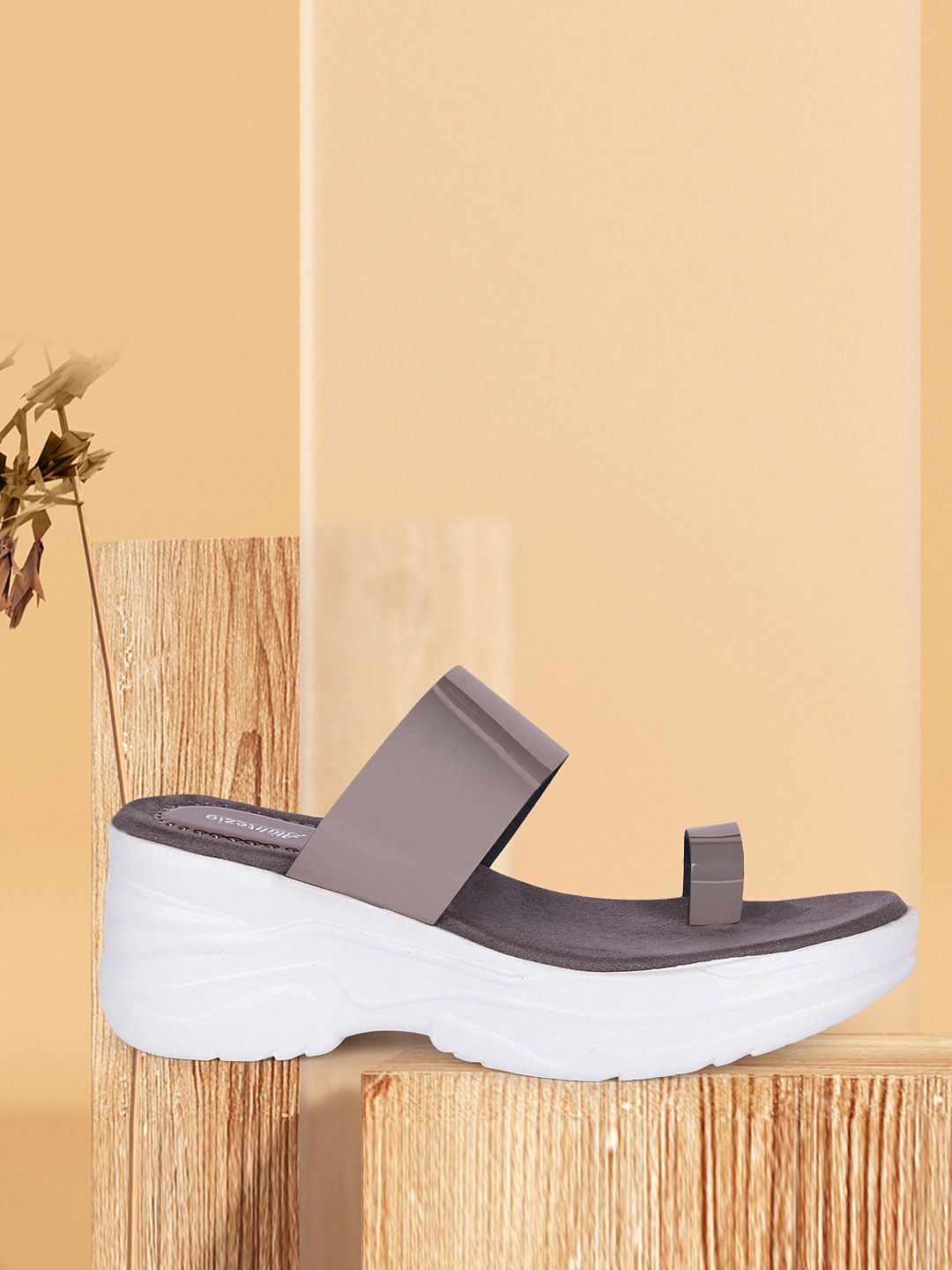 Alishtezia Grey PU Party Wedge Sandals Price in India