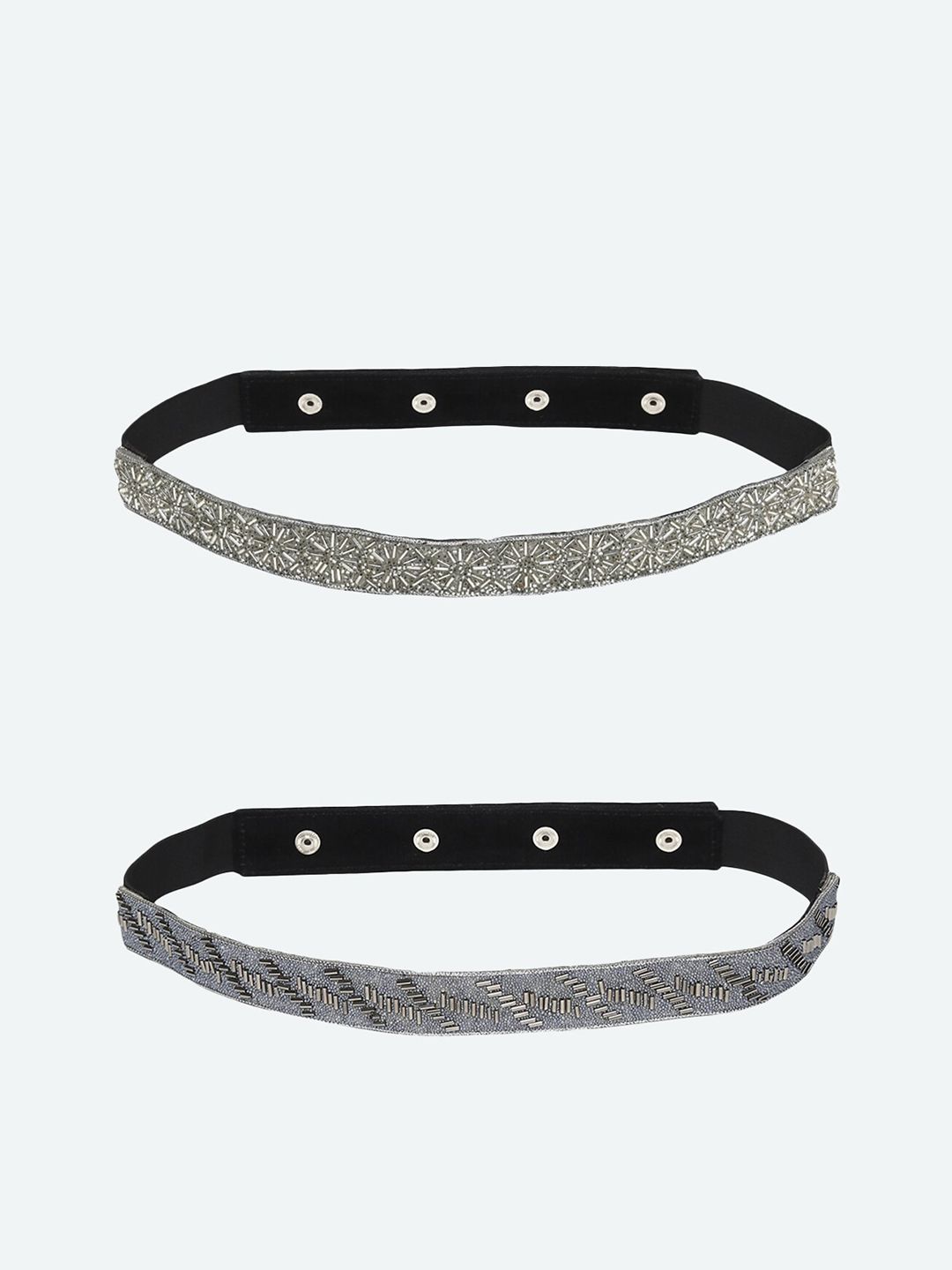 DEEBACO Women Grey Embellished Set of 2 PU Belt Price in India