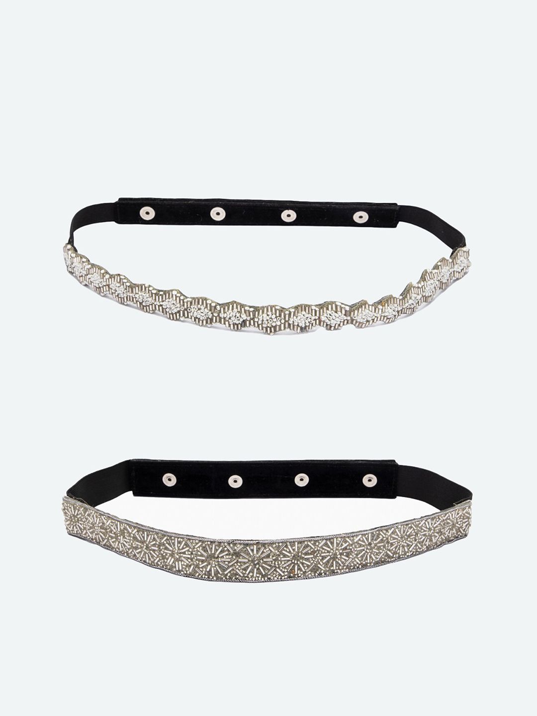 DEEBACO Women Set of 2 Silver-Toned Embellished Belt Price in India