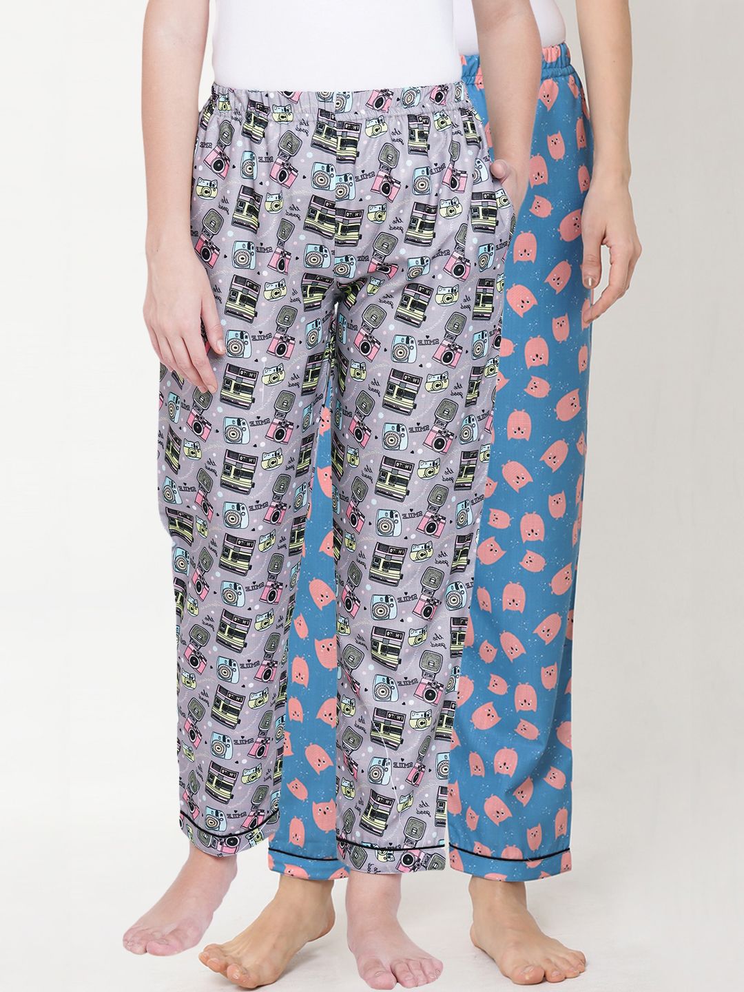 FashionRack Women Pack of 2 Printed Cotton Lounge Pants Price in India