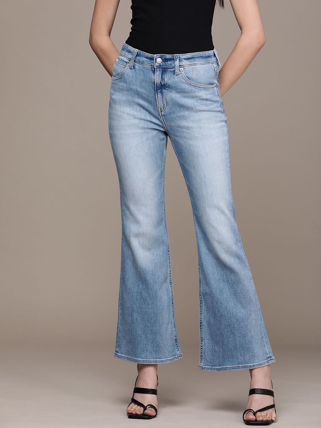 Calvin Klein Jeans Women Blue Bootcut High-Rise Light Fade Stretchable Jeans Price in India