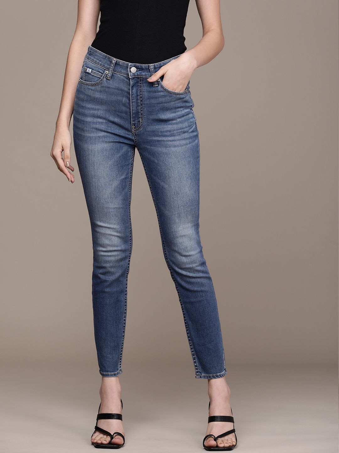 Calvin Klein Jeans Women Blue Skinny Fit High-Rise Light Fade Stretchable Jeans Price in India