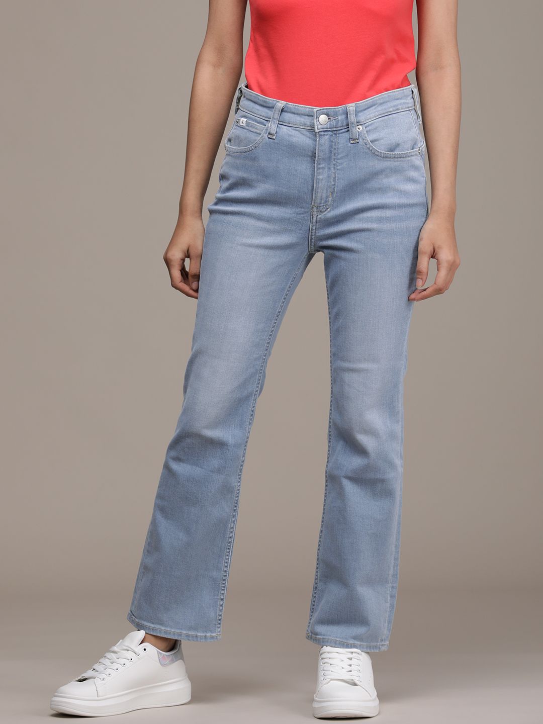 Calvin Klein Jeans Women Blue Bootcut High-Rise Light Fade Stretchable Jeans Price in India