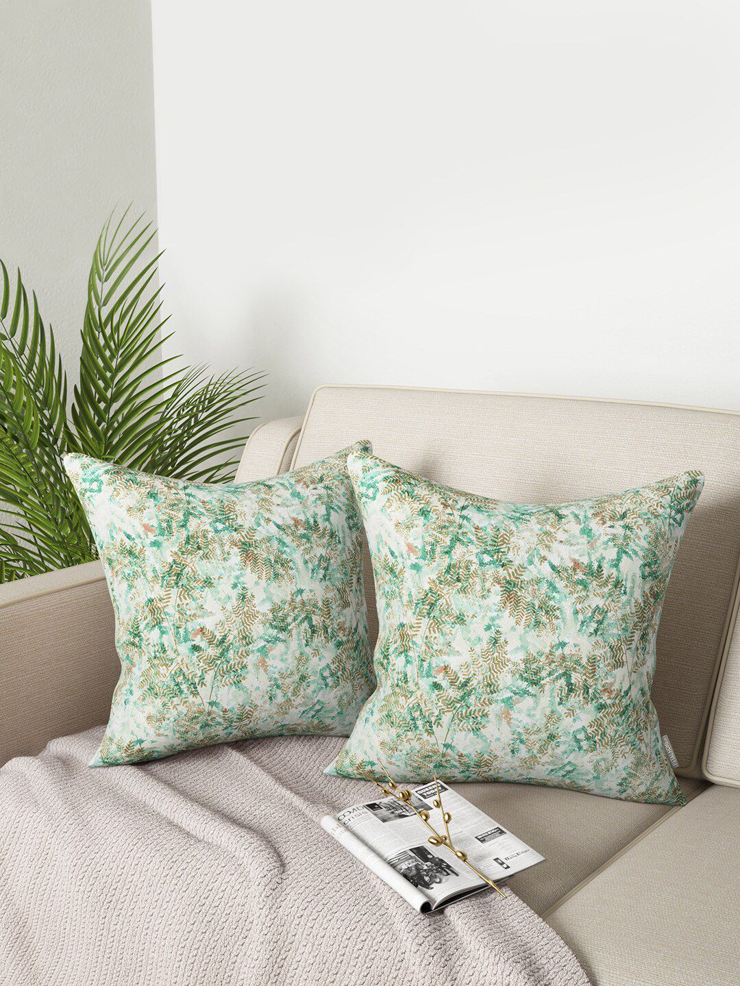 PETAL HOME Set of 2 Floral Square Cushion Covers Price in India