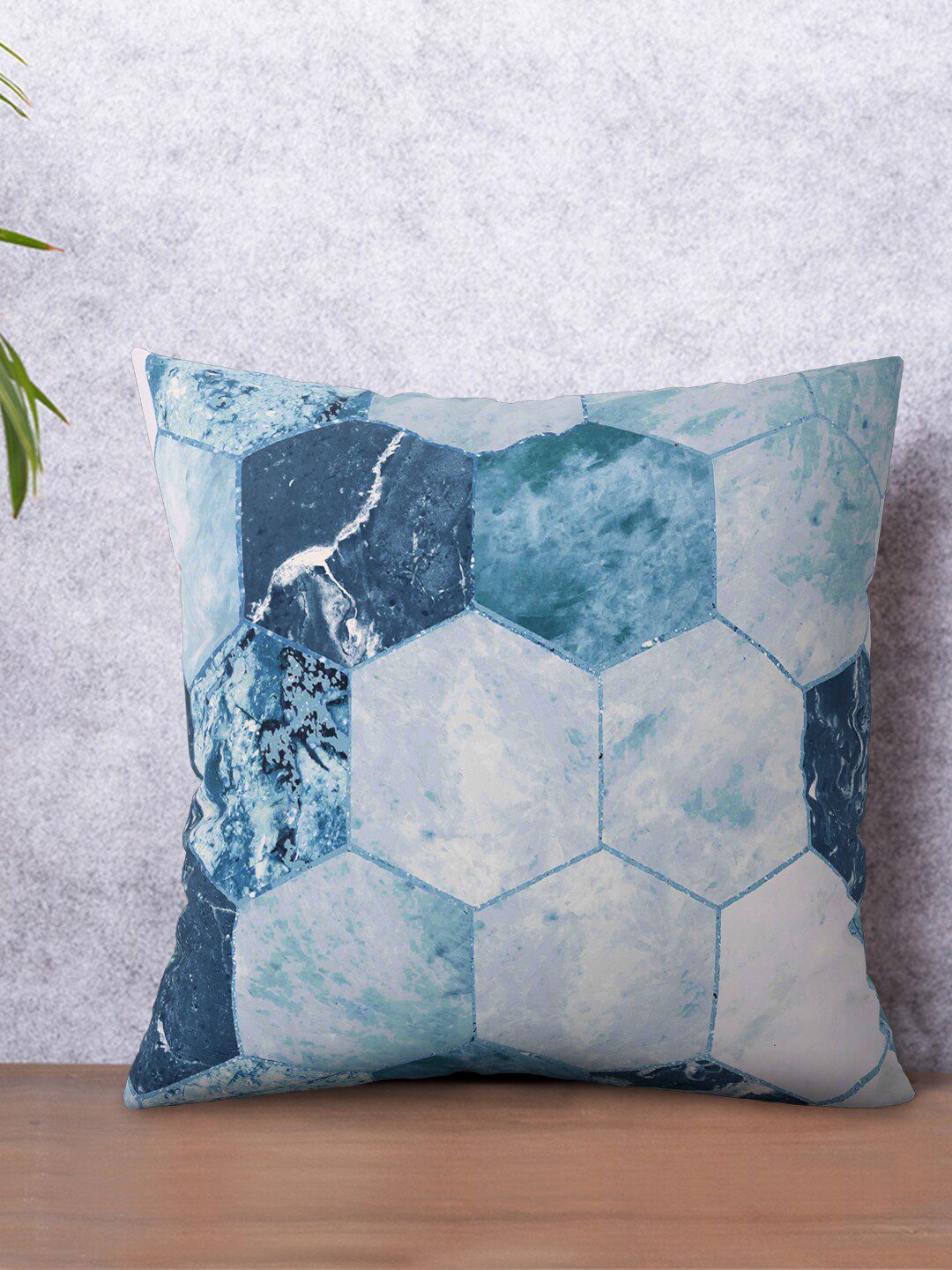 PETAL HOME Blue & Grey Geometric Square Cushion Covers Price in India