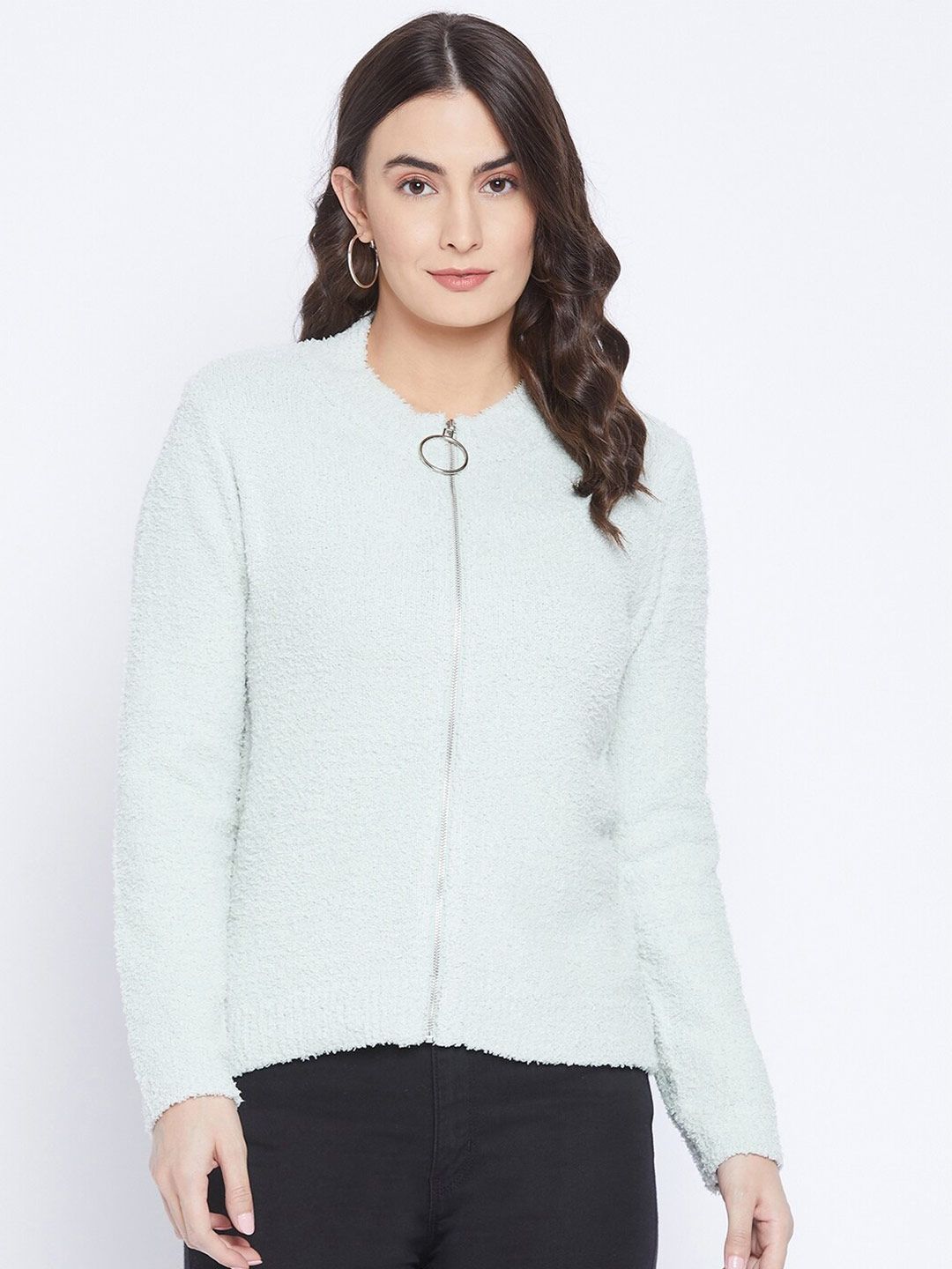 Madame Women Green Solid Cardigan Price in India