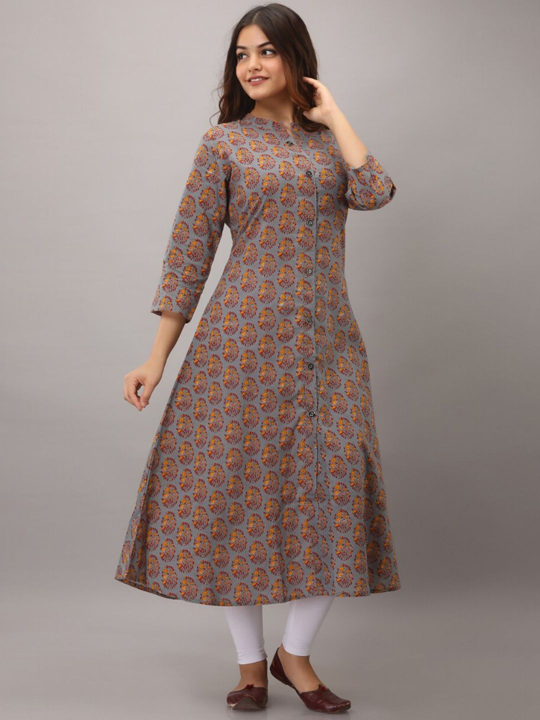 KALINI Women Grey Ethnic Motifs Printed Kurta Price in India