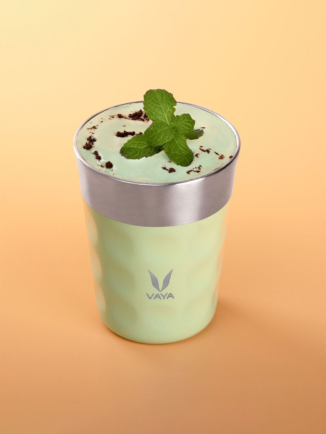 Vaya Green & Silver-Toned Textured Vacuum Insulated Stainless Steel Tumbler 250ml Price in India