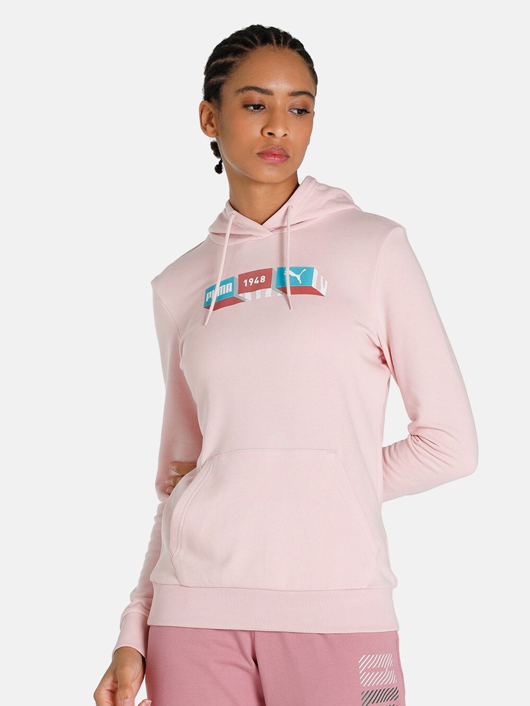 Puma Women Pink Hooded Sweatshirt Price in India