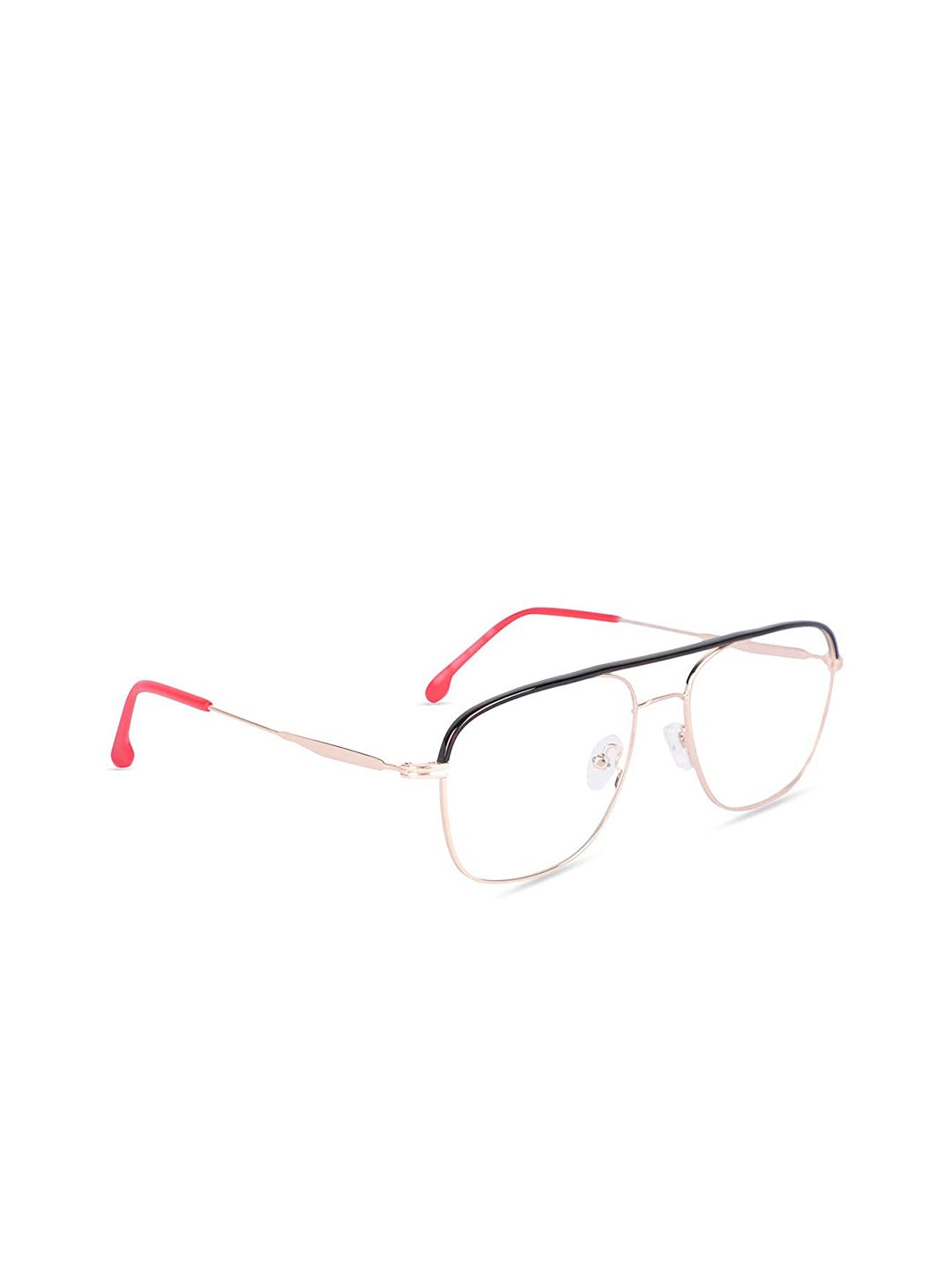 MARC LOUIS Unisex Black & Gold-Toned Full Rim Square Frames Price in India