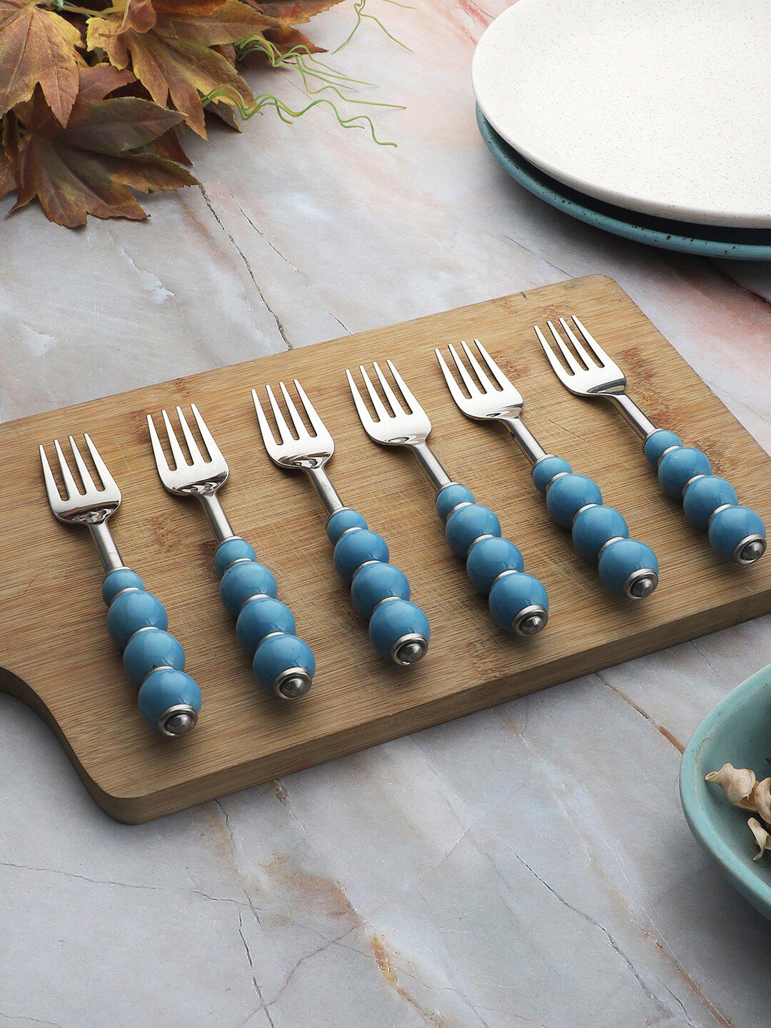 VarEesha Set of 6 Blue Stainless Steel Forks Price in India