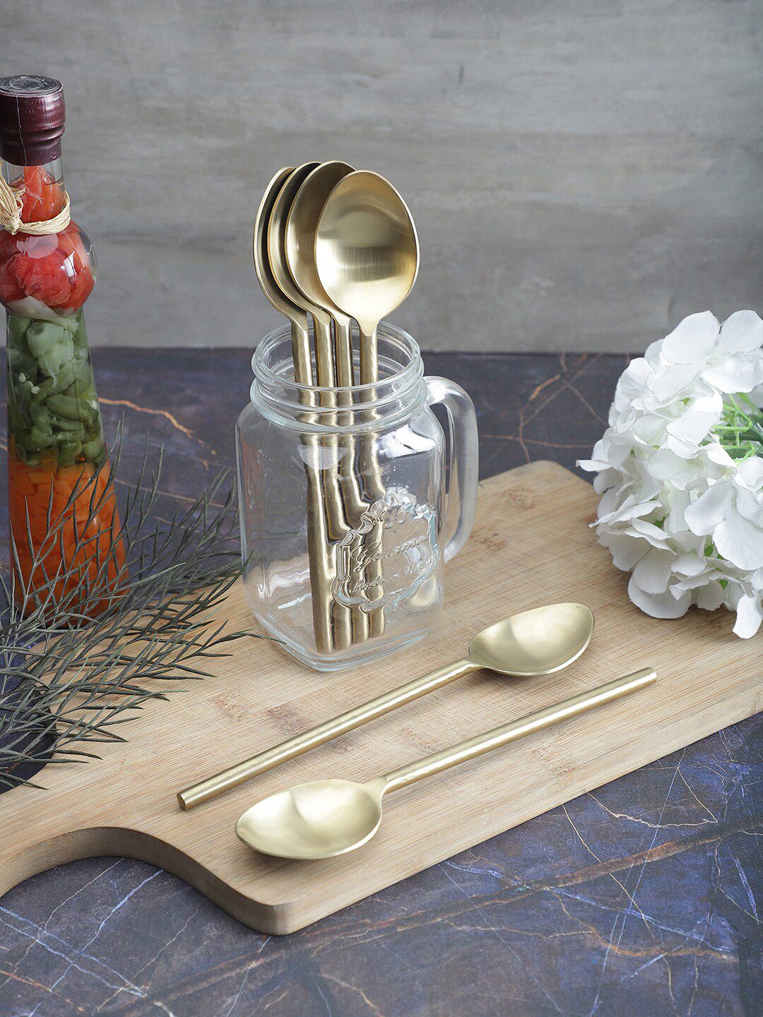 VarEesha Set of 6 Gold Matt Stainless Steel Table Spoons Price in India
