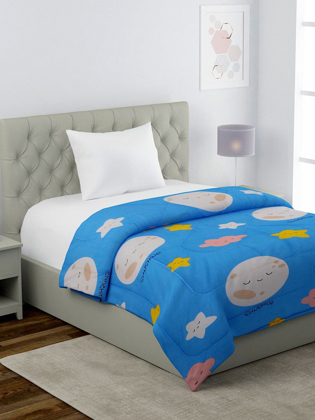 HOSTA HOMES Blue & Grey Cartoon Characters Heavy Winter 210 GSM Single Bed Comforter Price in India