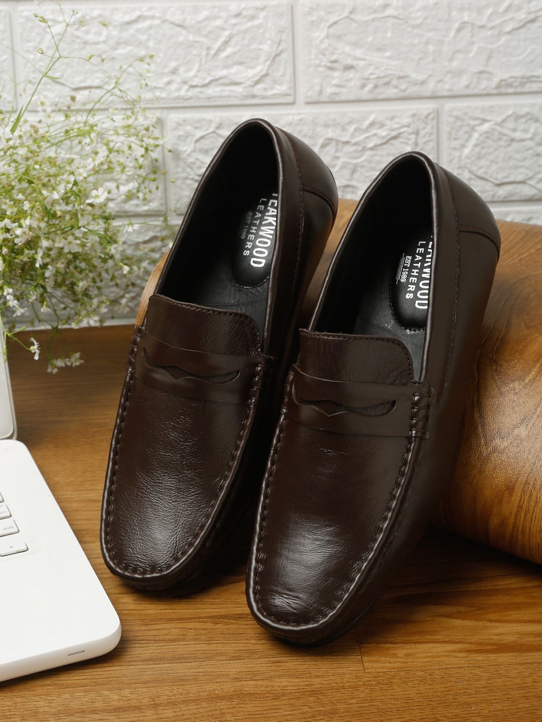 Teakwood Leathers Men Brown Solid Leather Formal Loafers