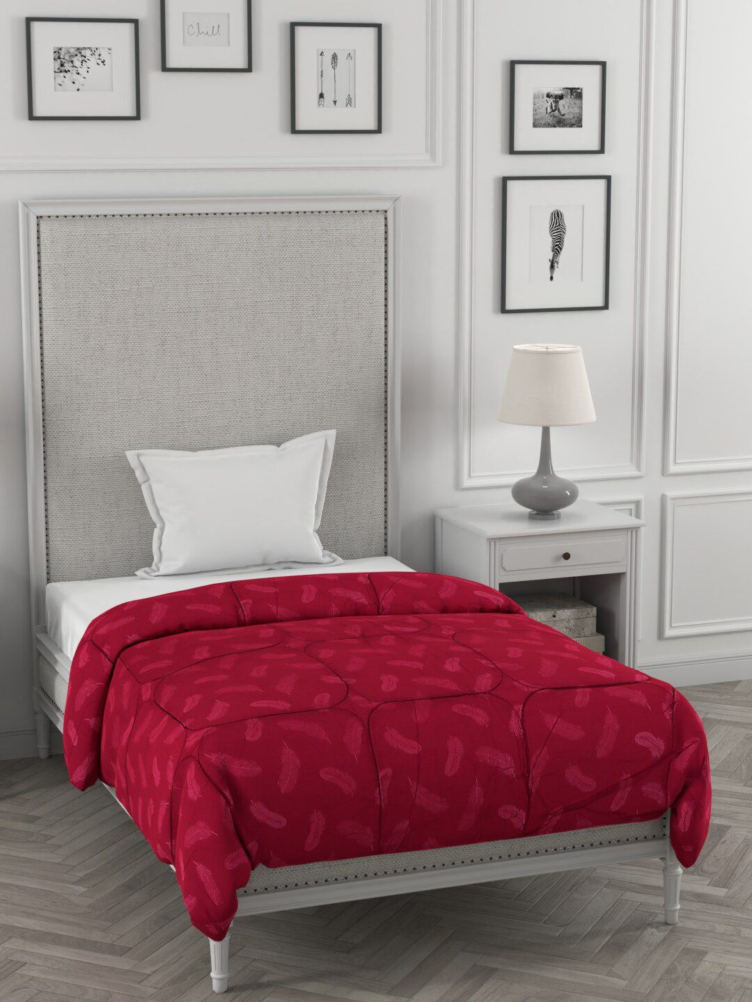 A Homes Grace Maroon Floral Microfiber Heavy Winter 600 GSM Single Bed Comforter Price in India