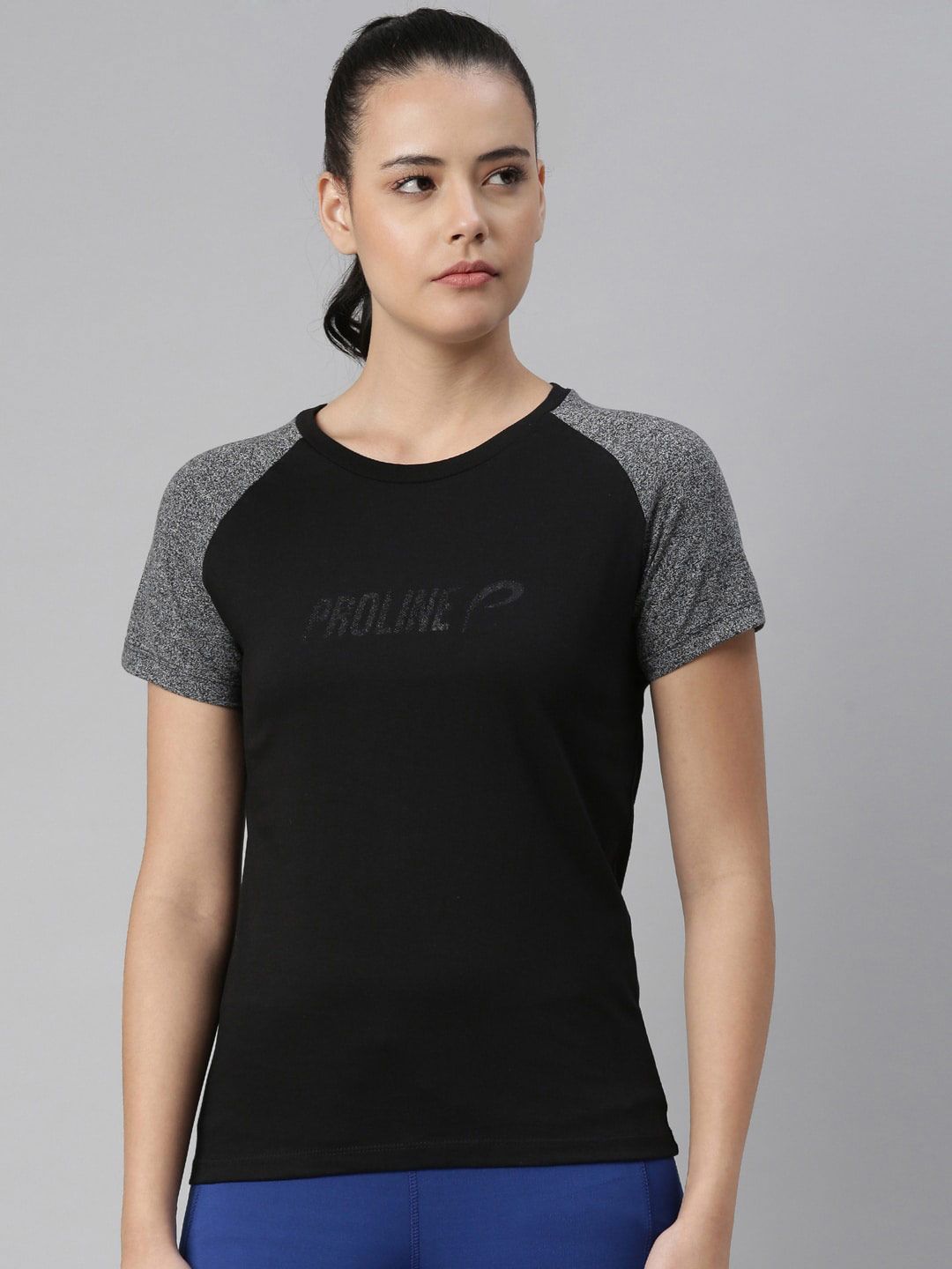 Proline Women Black T-shirt Price in India