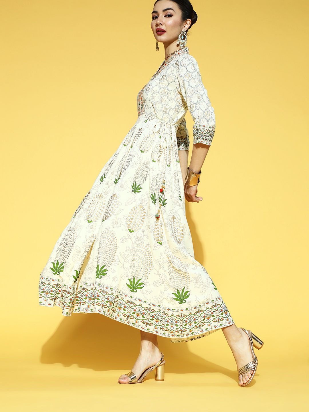 Juniper Women Classy Off White Ethnic Motifs Dress Price in India