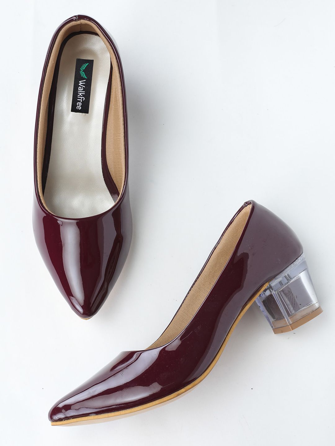 Walkfree Maroon Block Pumps Price in India