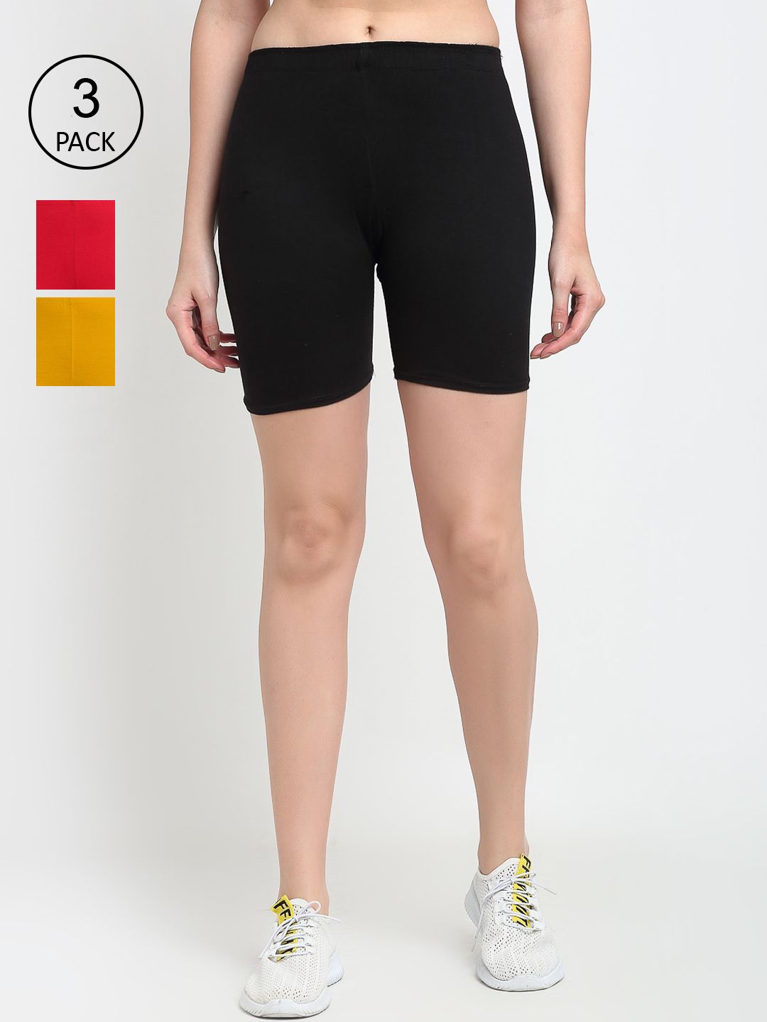 GRACIT Women Pack of 3 Solid Biker Shorts Price in India