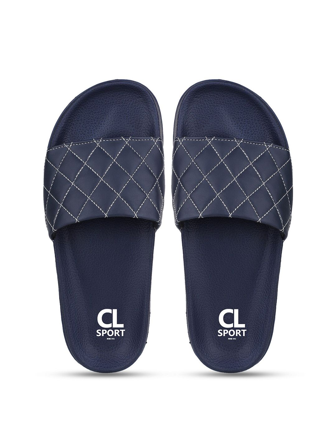 Carlton London sports Women Navy Blue Printed Sliders Price in India